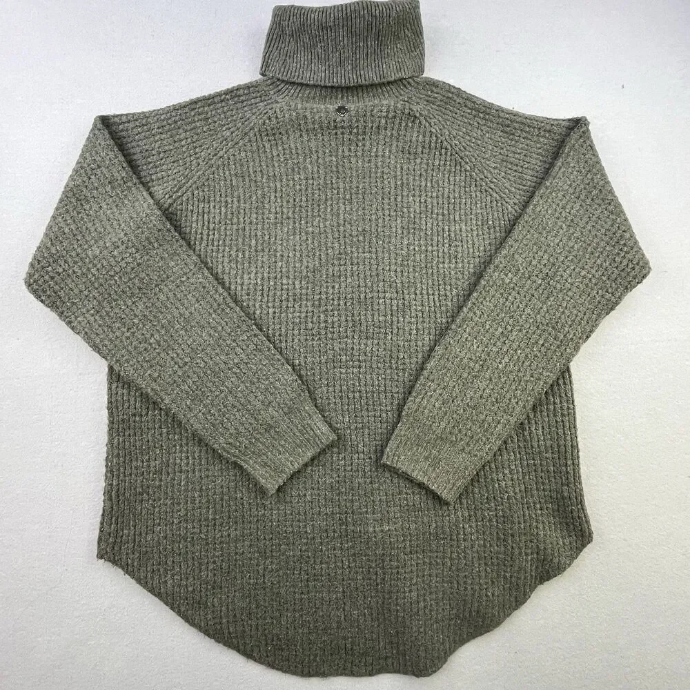 Kuhl Sienna Sweater Womens Large Green Chunky Cable Knit Turtleneck Pullover